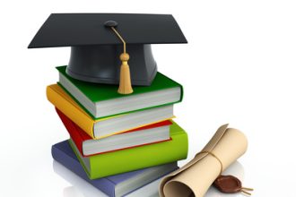 Graduation mortar on top of books