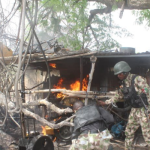 Troops burning terrorists’ camp