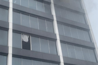 Photo of the building housing one of the UBA branches where the fire outbreak occurred on Broad Street, Lagos Island, on Tuesday.