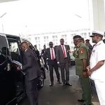 The new Service Chiefs arriving at the Senate for screening on Wednesday. Photo: Channels.