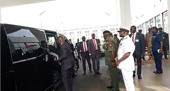 The new Service Chiefs arriving at the Senate for screening on Wednesday. Photo: Channels.