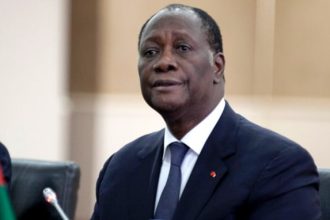 File photo copy of President Alassane Ouattara of Ivory Coast.