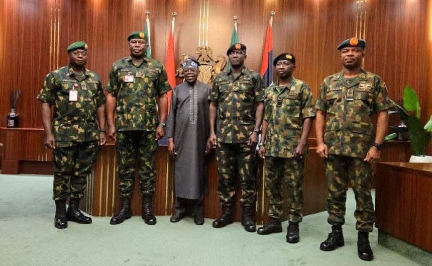 Tinubu holds first meeting with new service chiefs in Abuja