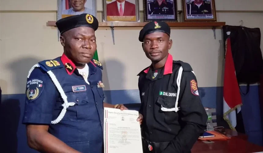 NSCDC Honours Volunteer for Honesty in Returning Over N20m