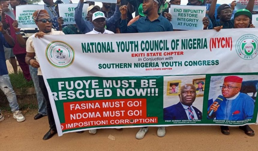 NYCN leads FUOYE protest despite student union threats